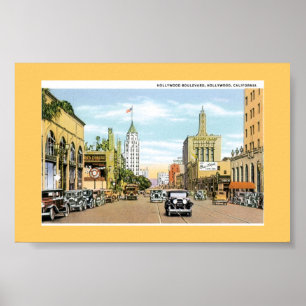 Póster Hollywood Blvd. Vintage Postcard