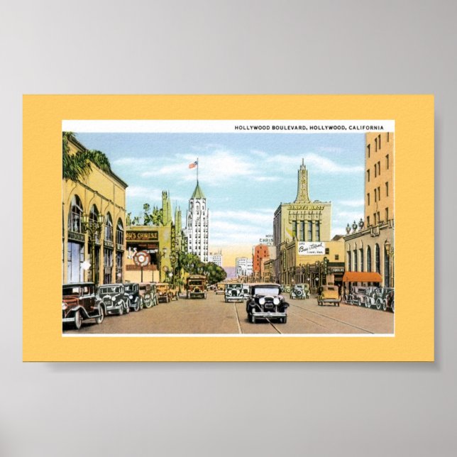 Póster Hollywood Blvd.  Vintage Postcard (Frente)