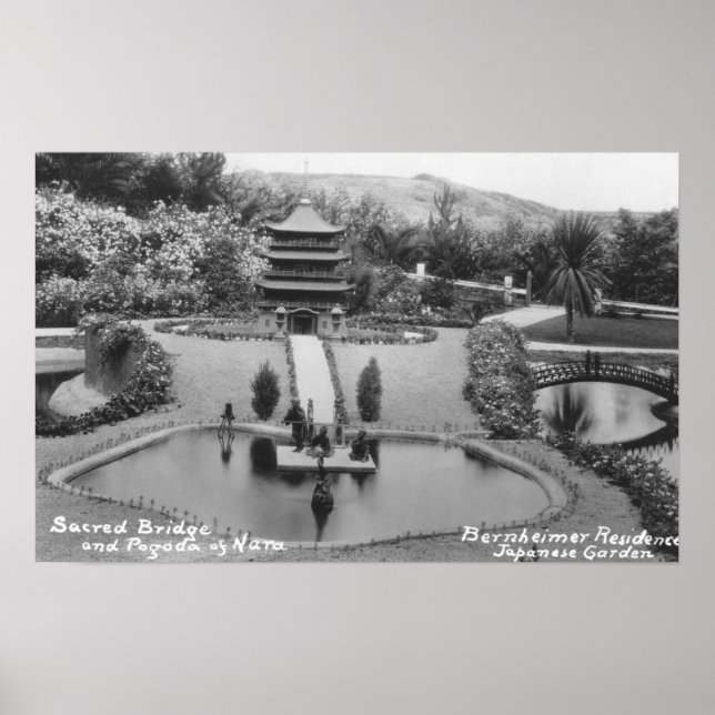 Póster Hollywood, CA Bernheimer Hogar en Jardín Japonés (Frente)