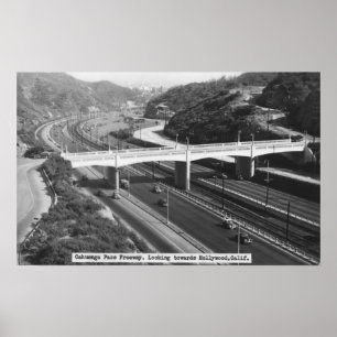 Póster Hollywood, CA Cahuenga Pass Freeway View