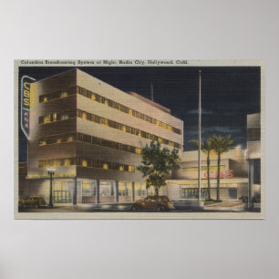 Póster Hollywood, CA - sistema de radiodifusión de