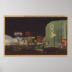 Póster Hollywood, CA - Vine Street desde Sunset