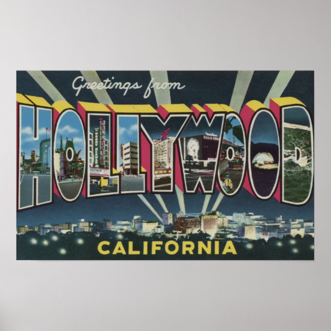 Póster Hollywood, CaliforniaGrandes Escenas de letras 2 (Frente)