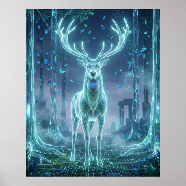 Póster Holograma Ciervo Electric Forest (Frente)