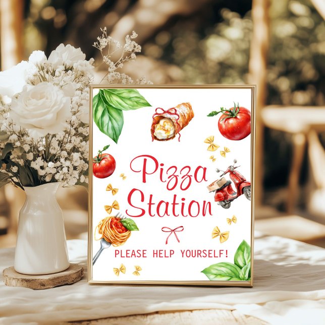 Póster Holy Cannoli Baby Shower Pizza Station Poster (Holy Cannoli Baby Shower Pizza station sign)