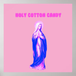 Póster Holy Cotton Candy Vierge Marie Rose et Bleue