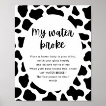 Holy Cow Baby Shower My Water Broke Game Rótulo