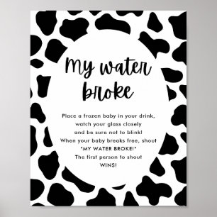 Póster Holy Cow Baby Shower My Water Broke Game Rótulo