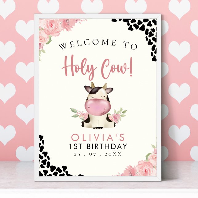 Póster Holy cow! -  Cute 1st Birthday Girl with Cow Theme (Subido por el creador)