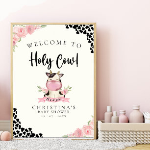 Póster Holy Cow It's a Girl Cute Cow 