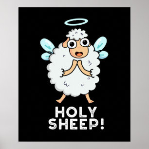 Póster Holy Sheep Funny Animal Pun Dark BG