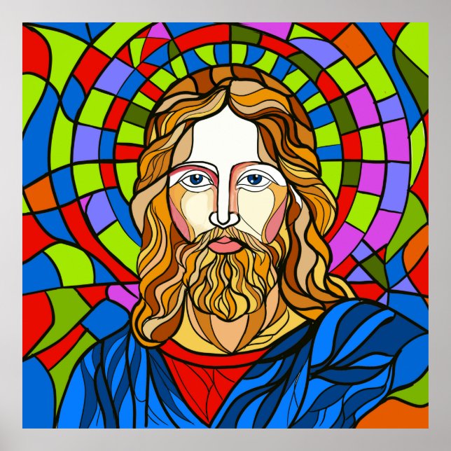 Póster holy stained glass design procreate hand drawing  (Frente)