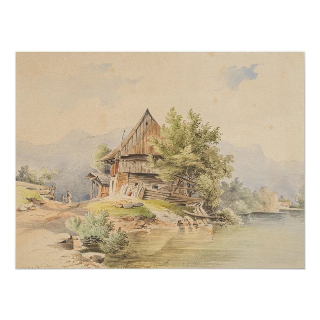 Póster Holzhütte am See - Carl Lafite (Anverso)