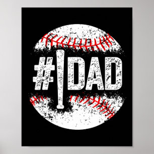 Póster Hombre 1 Papá Béisbol Número Uno Papá Hijo Béisbol