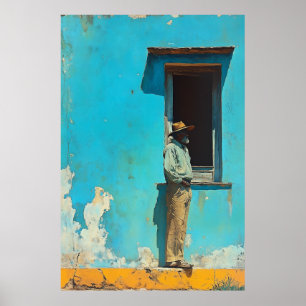 Póster Hombre a la sombra - Una escena cubana rústica