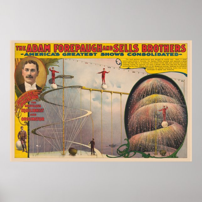 Póster Hombre Actuando En Cable Suspendido Y Rampa Espira (Frente)