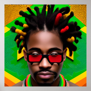 Póster Hombre africano Rey negro Melanin Bruh Hermano