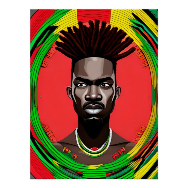 Póster Hombre africano Rey negro Melanin Bruh Hermano (Anverso)