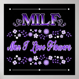 Póster Hombre Amo Flores Morado Texto