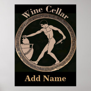 Póster Hombre antiguo de la Bodega de Vino añada nombre,