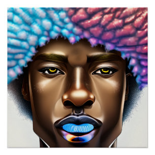 Póster Hombre azul Rey negro Melanin Bruh Hermano