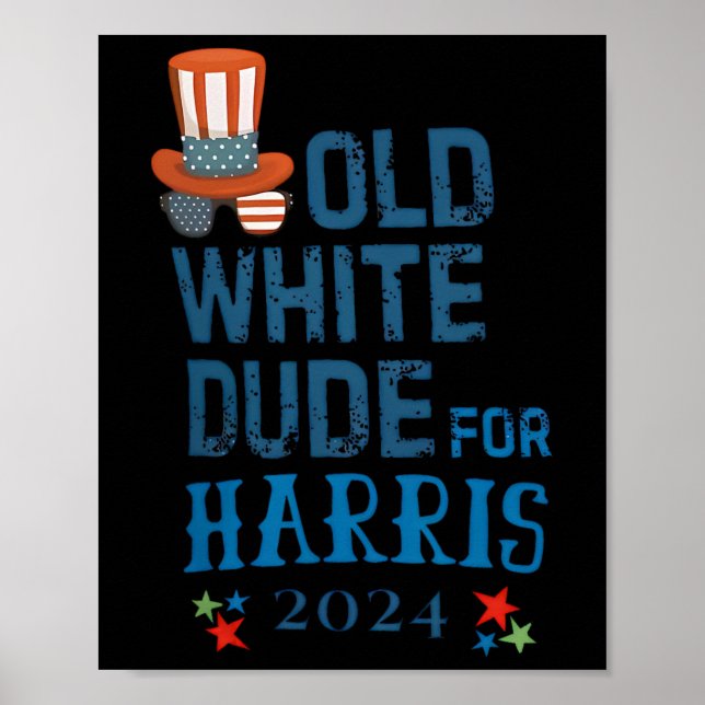 Póster Hombre Blanco Para El Presidente Kamala-harris 202 (Frente)