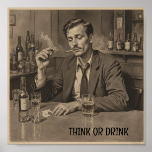 Póster Hombre borracho vintage