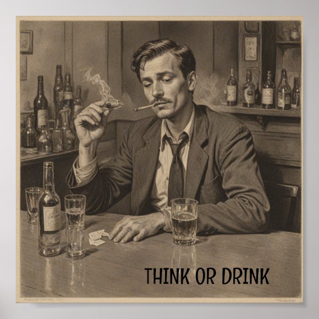 Póster Hombre borracho vintage (Frente)