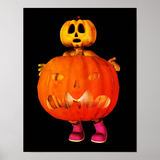 Póster Hombre Calabaza Con Halloween De Jack O Lantern (Frente)