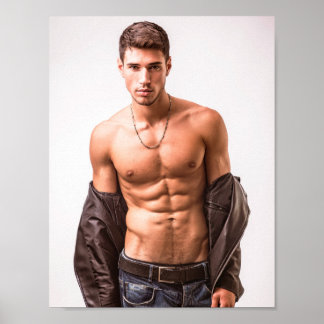 Póster Hombre Caliente Hombre Sexy Sin Camisa Vaqueros Cu