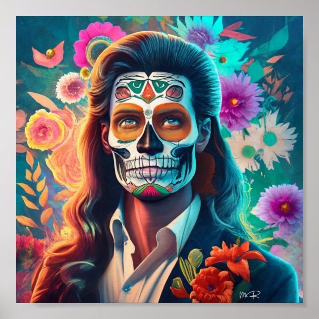Póster Hombre celebrando el Día de los Muertos (Frente)