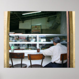 Póster Hombre comiendo solo
