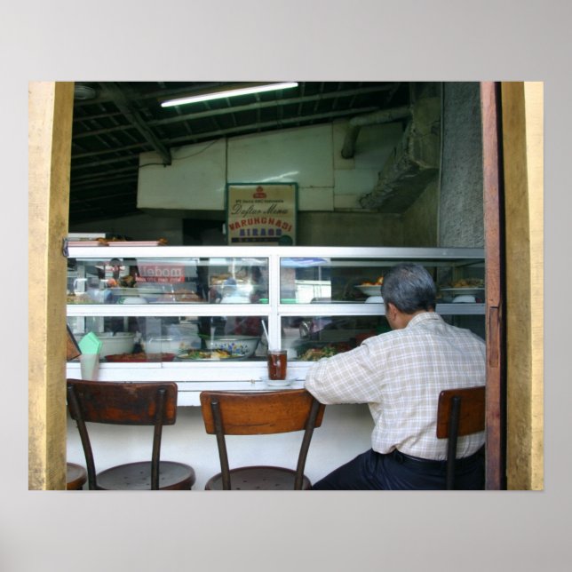 Póster Hombre comiendo solo (Frente)