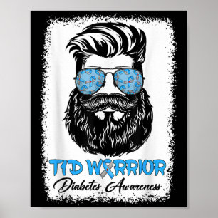 Póster Hombre con barba Guerrero del T1d Tipo 1 Concienci