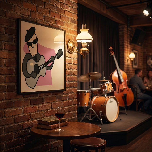 Póster Hombre con boina tocando guitarra acústica (Subido por el creador)