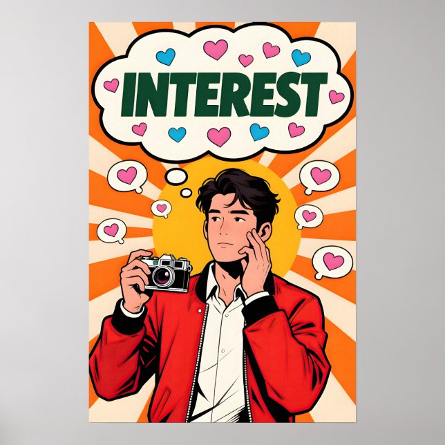 Póster Hombre con cámara Pop Art (Frente)