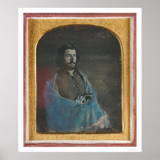 Póster Hombre con capa azul y revólver (40455)
