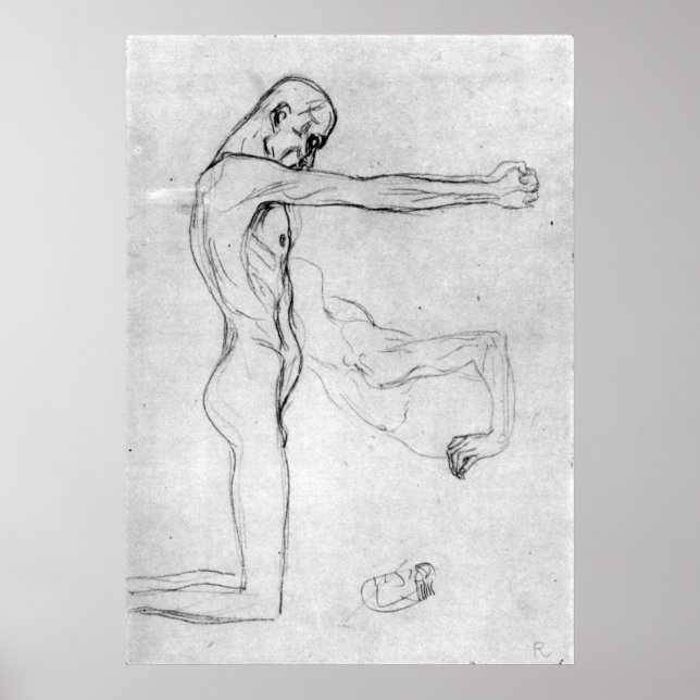 Póster Hombre con los brazos extendidos por Gustav Klimt (Frente)