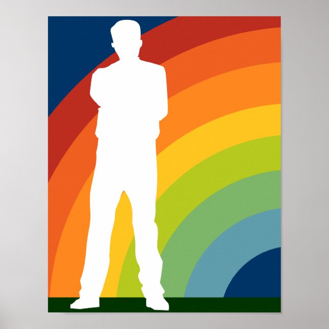 Póster hombre con silueta de arcoiris (Frente)