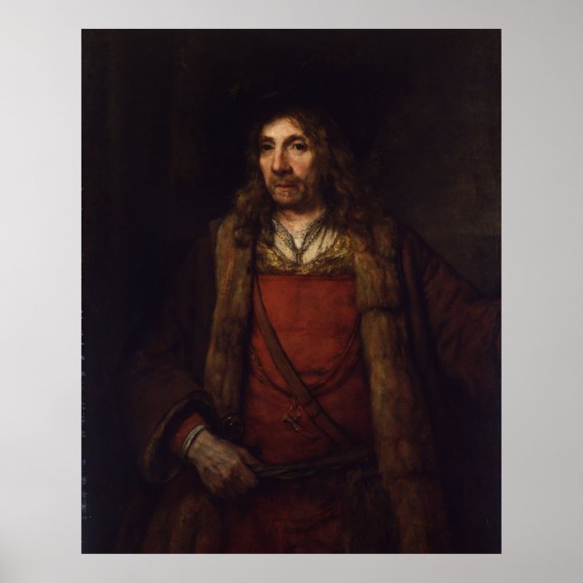 Póster Hombre con un Abrigo forrado de pieles - Rembrandt (Frente)