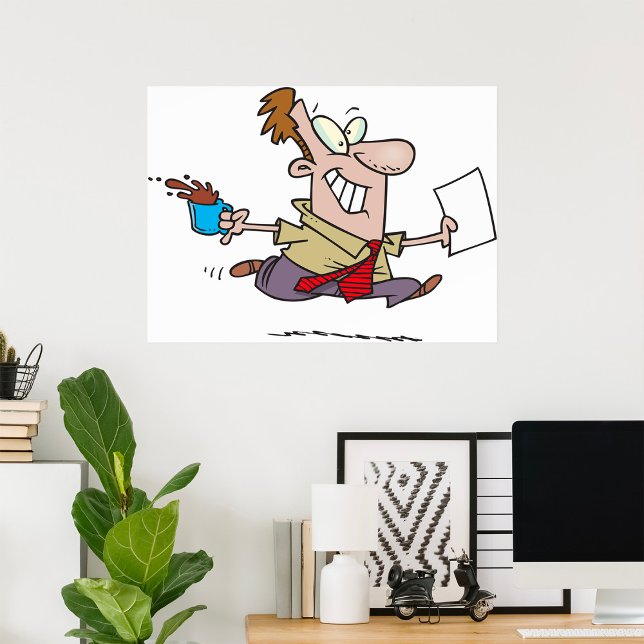 Póster Hombre Corriendo Con Café (Subido por el creador)