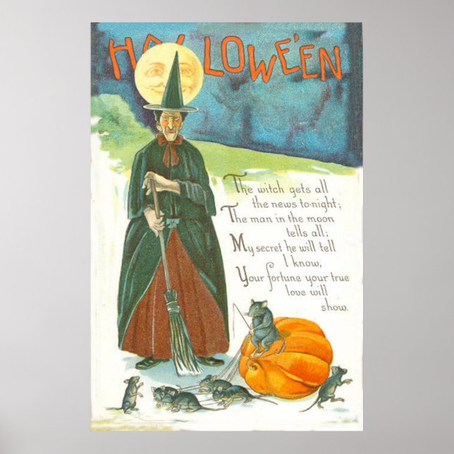 Póster Hombre De Bambalina De Calabaza De Brujas En El Ra (Frente)