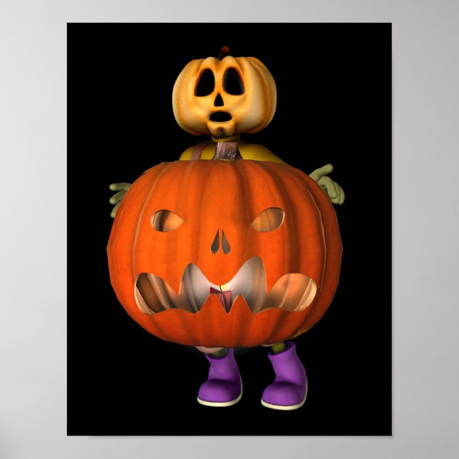 Póster Hombre De Calabaza Con Halloween De Jack O Lantern (Frente)