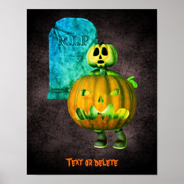 Póster Hombre de calabaza de Halloween personalizado (Frente)