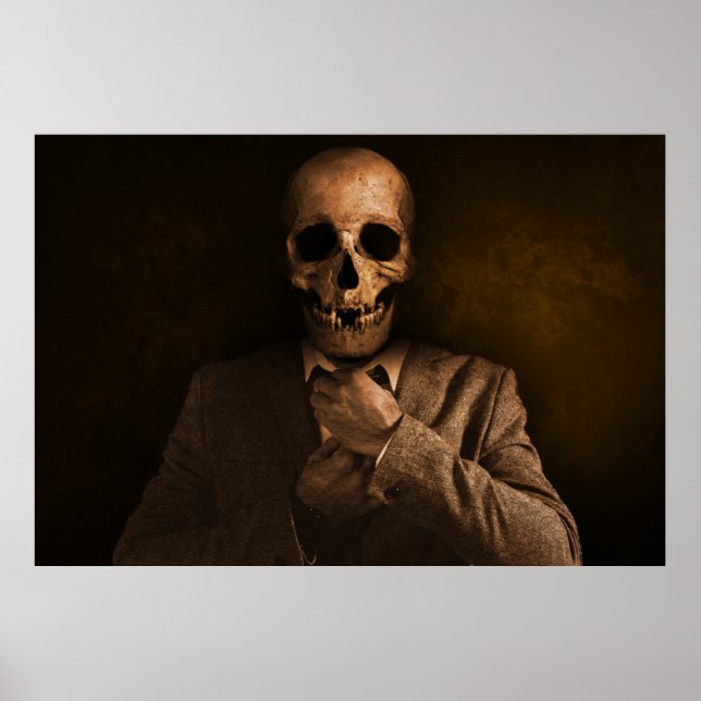Póster Hombre de cráneo asustado (Frente)