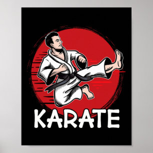 Póster Hombre de diseño de karate haciendo patada de salt