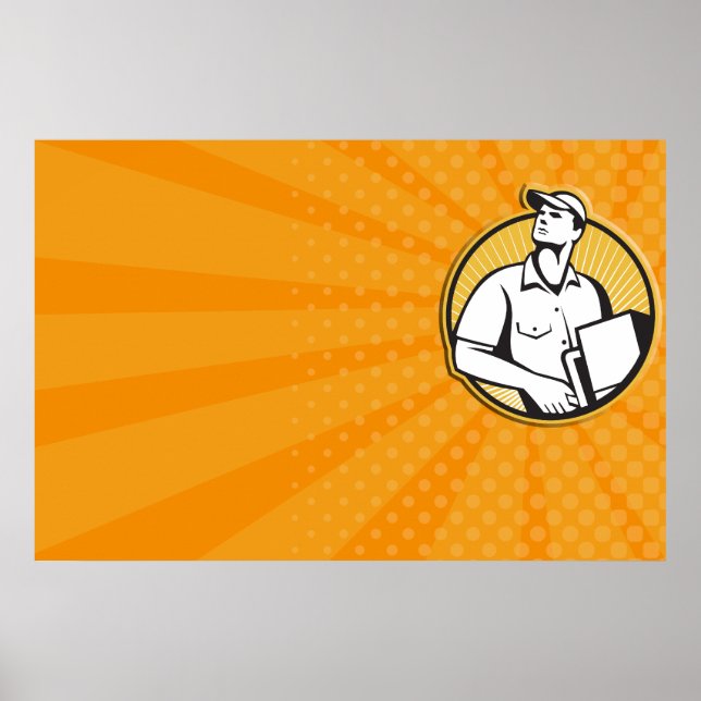 Póster Hombre De Entrega Empujando Muñeca Con Retro De Ca (Frente)