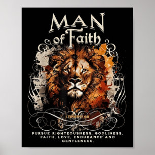Póster Hombre De Fe León Cristiano Jesús León Fe 