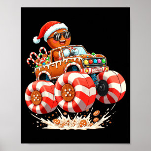 Póster Hombre de jengibre de camión monstruo Navidad 