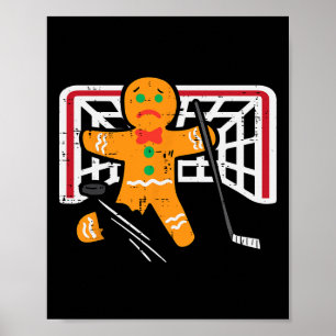 Póster Hombre de jengibre de Navidad Hockey sobre hielo d